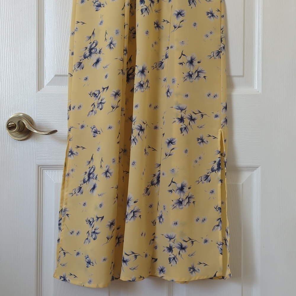 Christy Lyn 90's Vintage Floral Short Sleeve Button Front Midi Dress Yellow 4 - Picture 14 of 14